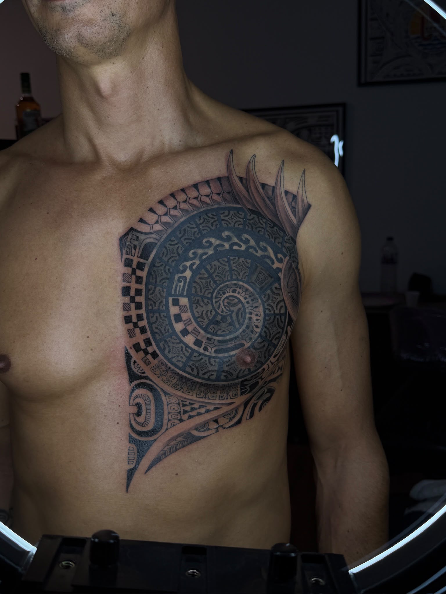 Pièce buste, spirale freehand